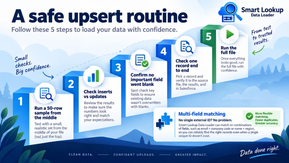 A five-step routine for running an upsert safely