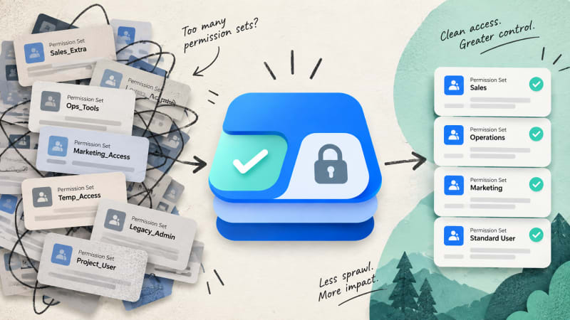 Auditing overlapping Salesforce permission sets before consolidating or retiring them