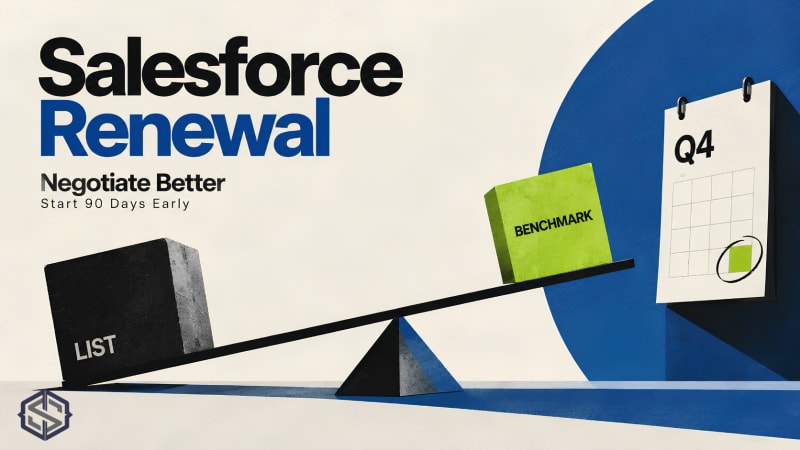 Salesforce renewal: list price against benchmark on a balance, start 90 days early