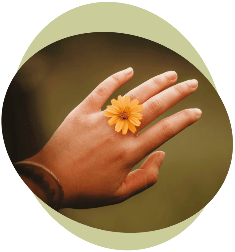 Blume in der Hand – Symbol für Ruhe und Entspannung | Reiki Landshut