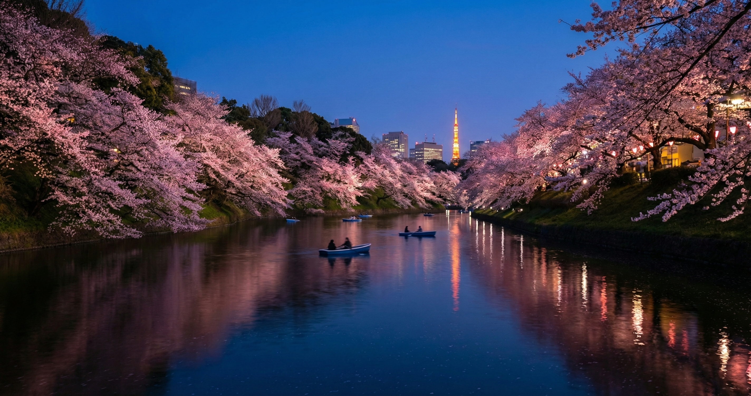 Night cherry blossoms with Tokyo Tower illumination