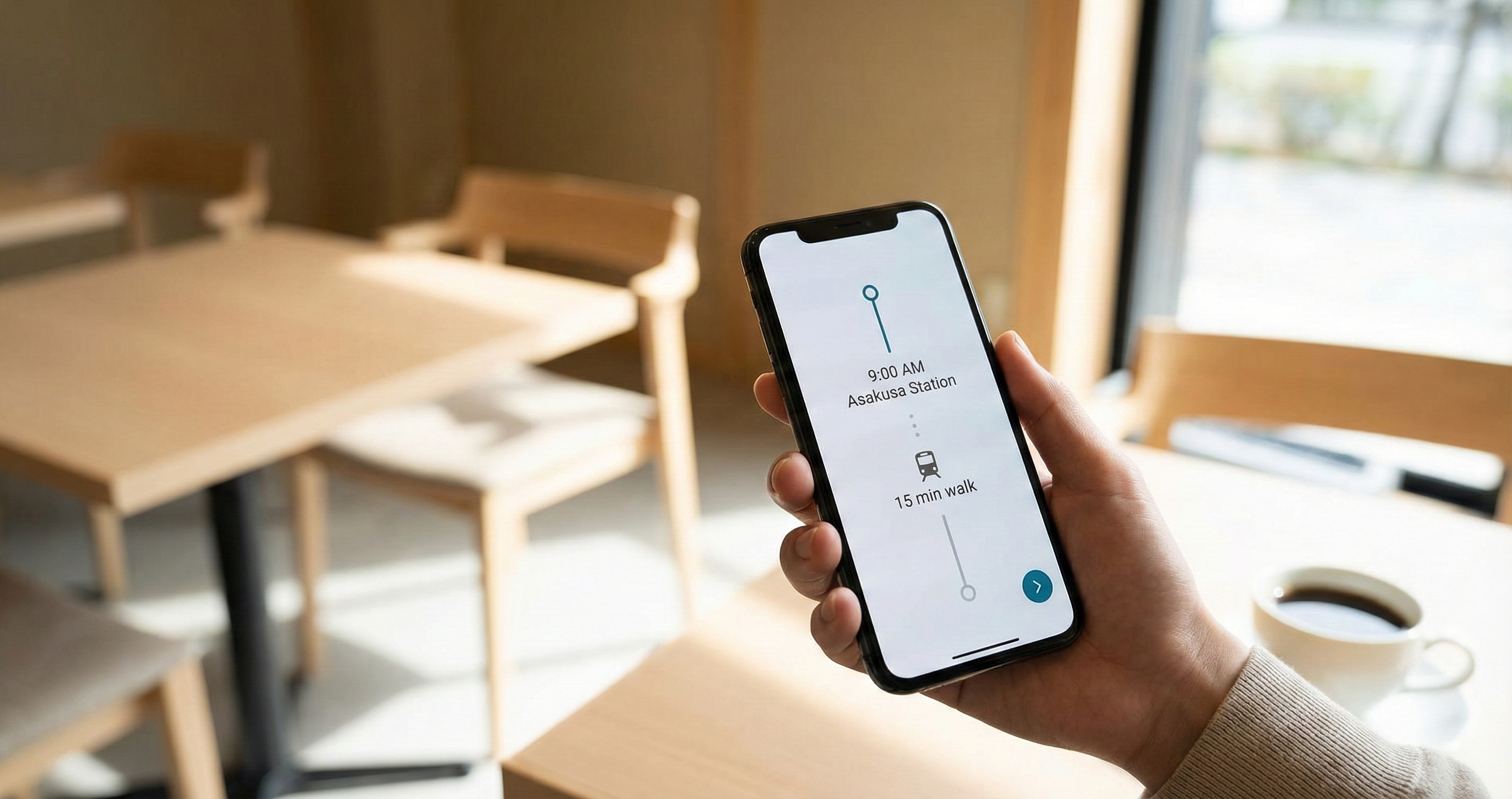Smartphone showing Gappy AI Itinerary route details