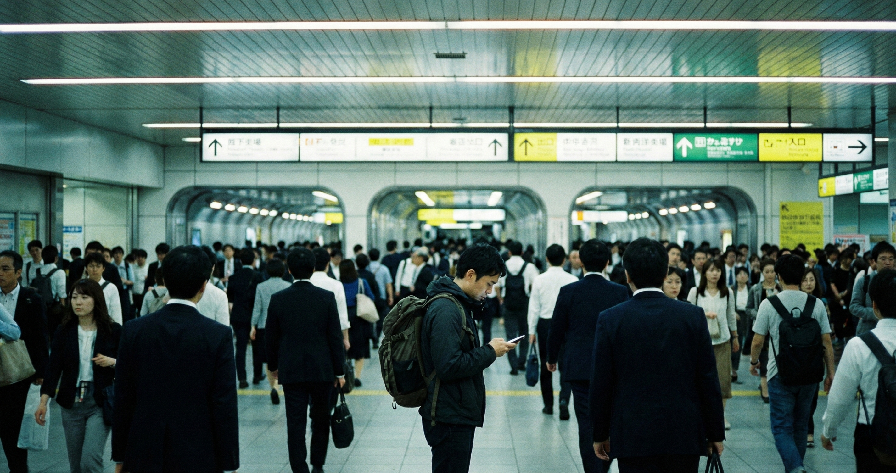 Busy Japanese train station illustrating rush hour complexity