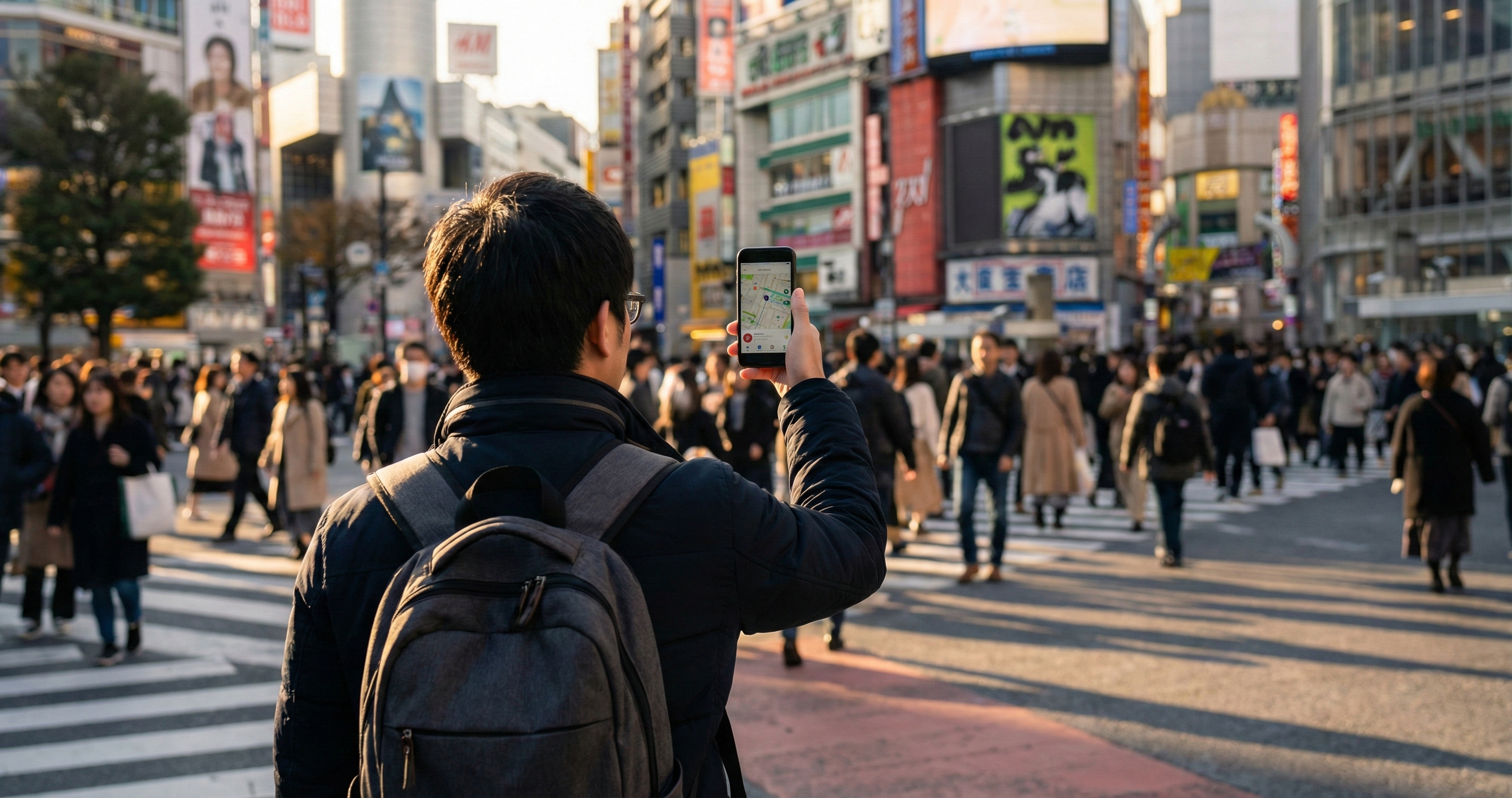 Traveler using AI planner in Shibuya