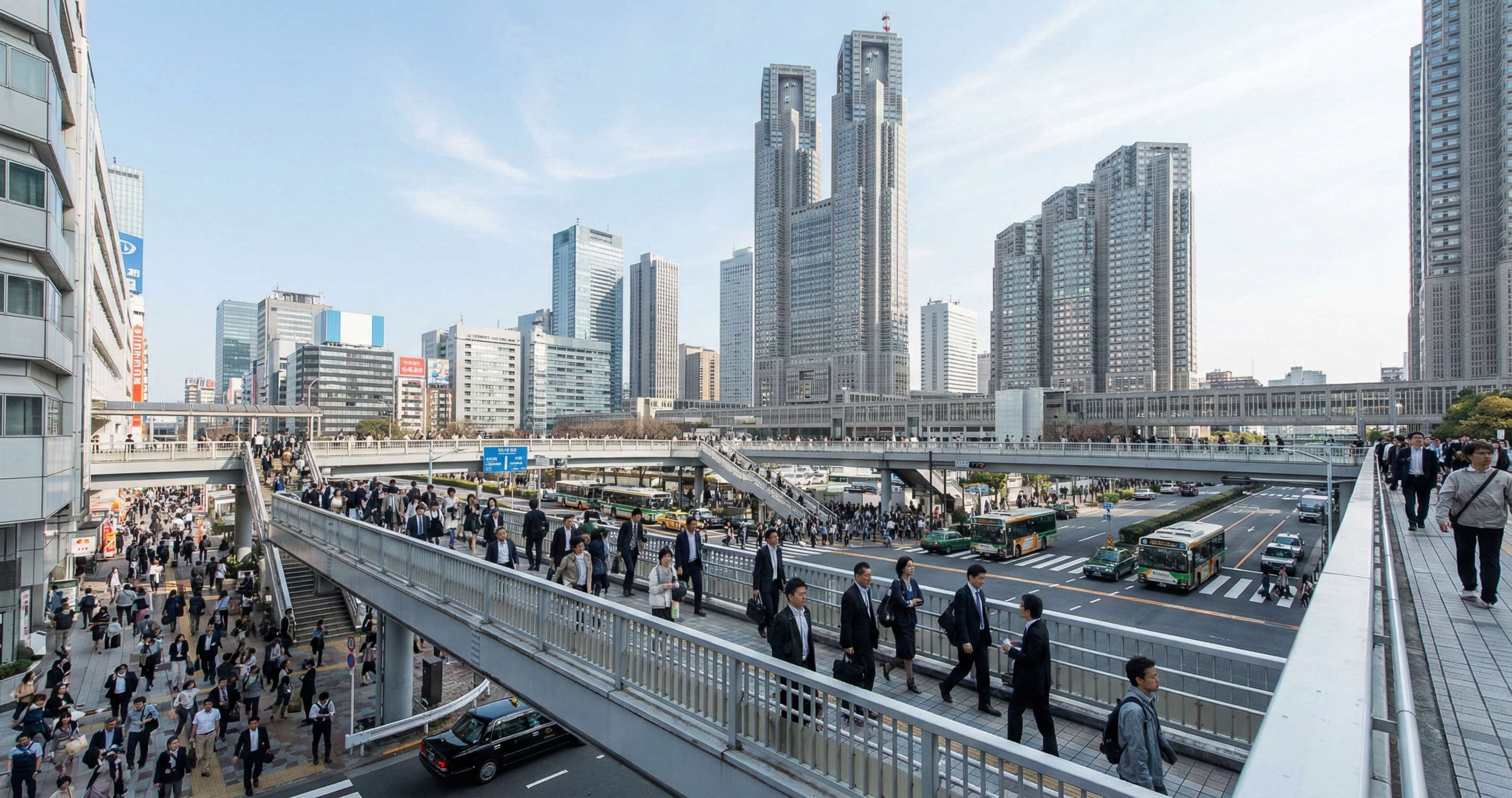 Shinjuku Station busy concourse with crowds of commuters