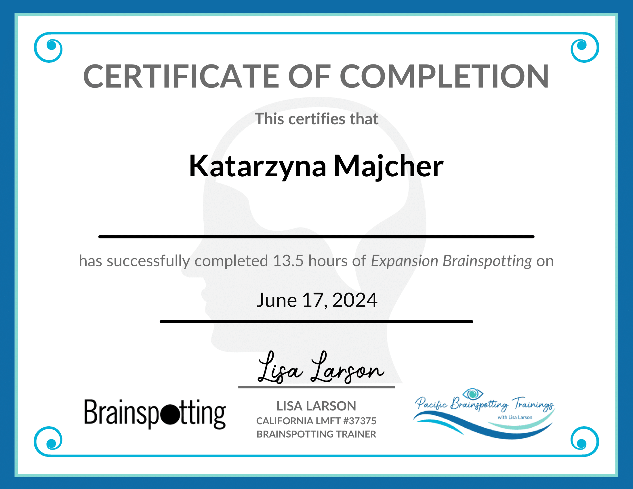 Certyfikat Brainspotting