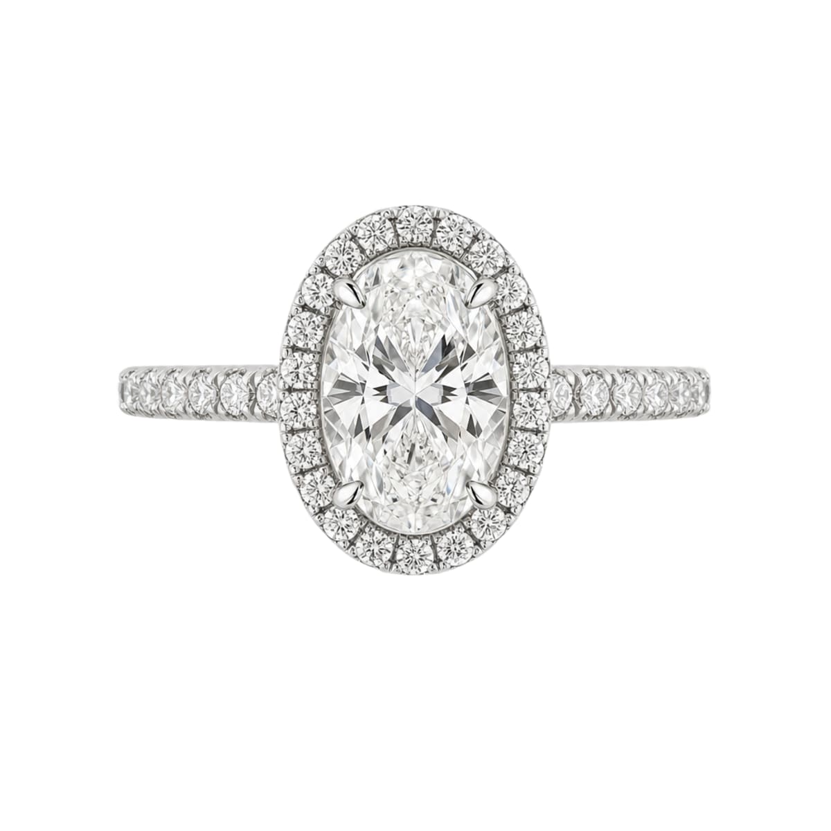 Platinum Halo Oval Cut Engagement Ring