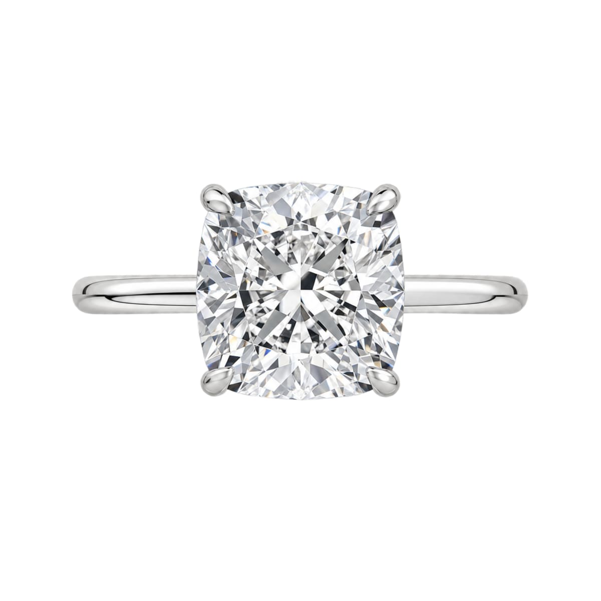 Platinum Solitaire Cushion Cut Engagement Ring