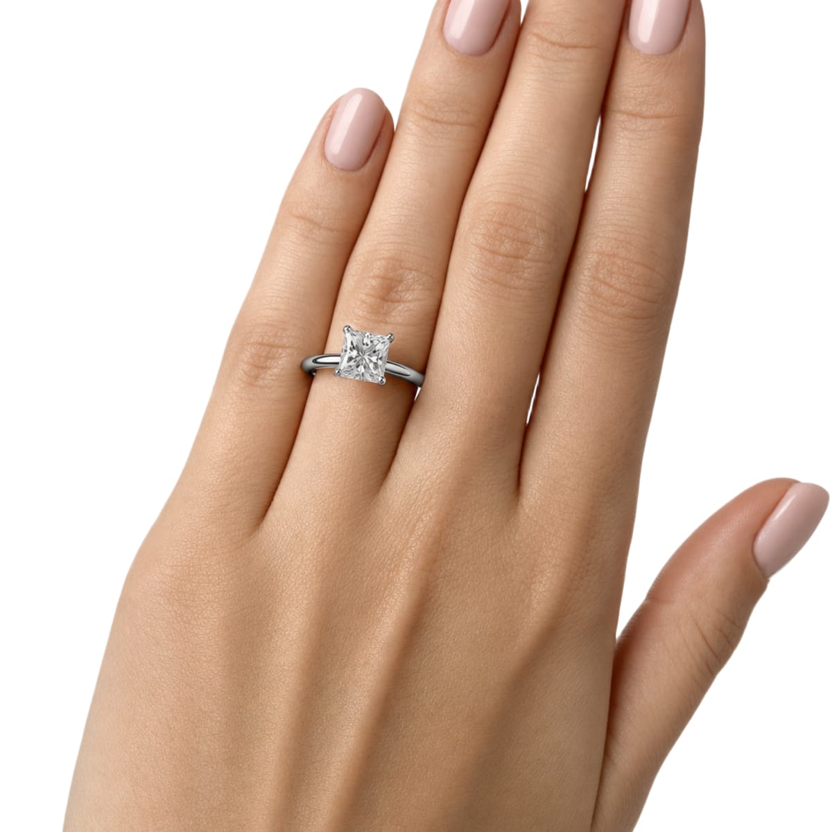 Platinum Solitaire Princess Cut Engagement Ring lifestyle