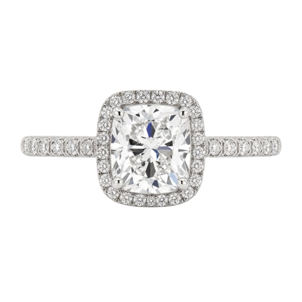 Platinum Halo Cushion Cut Engagement Ring