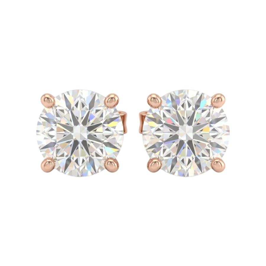 Soleil Rosé Studs — round brilliant lab diamond earrings in 18kt rose gold