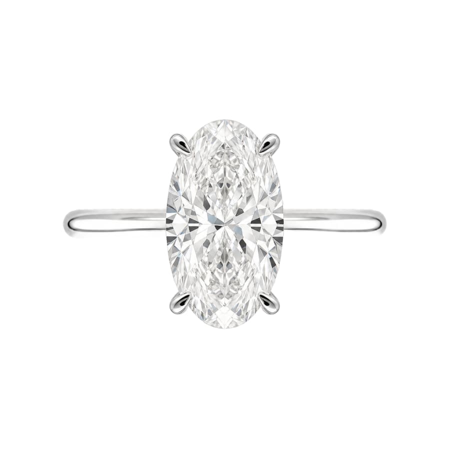 Oval Cut Diamond Solitaire Ring in 18K white gold