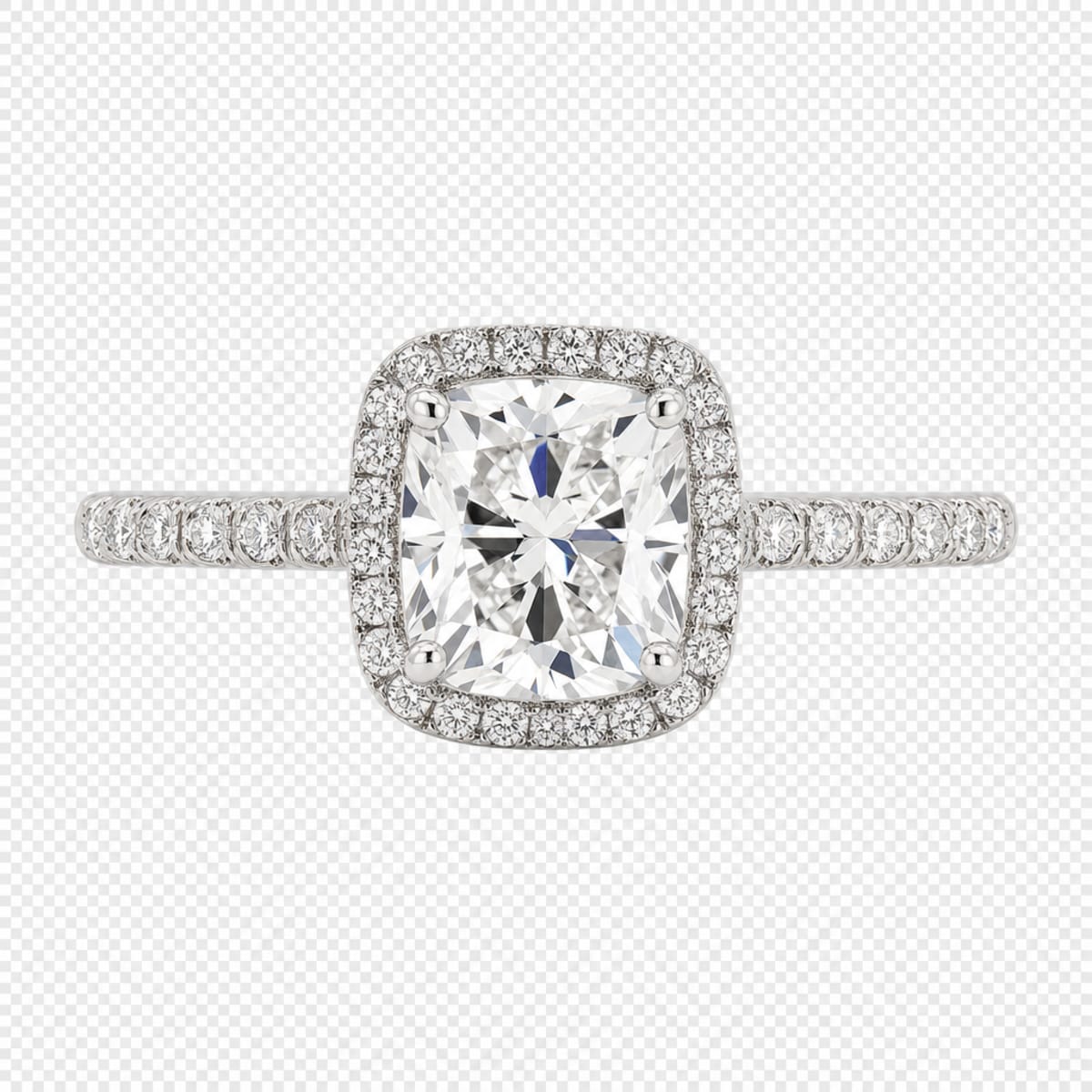 Platinum Halo Cushion Cut Engagement Ring
