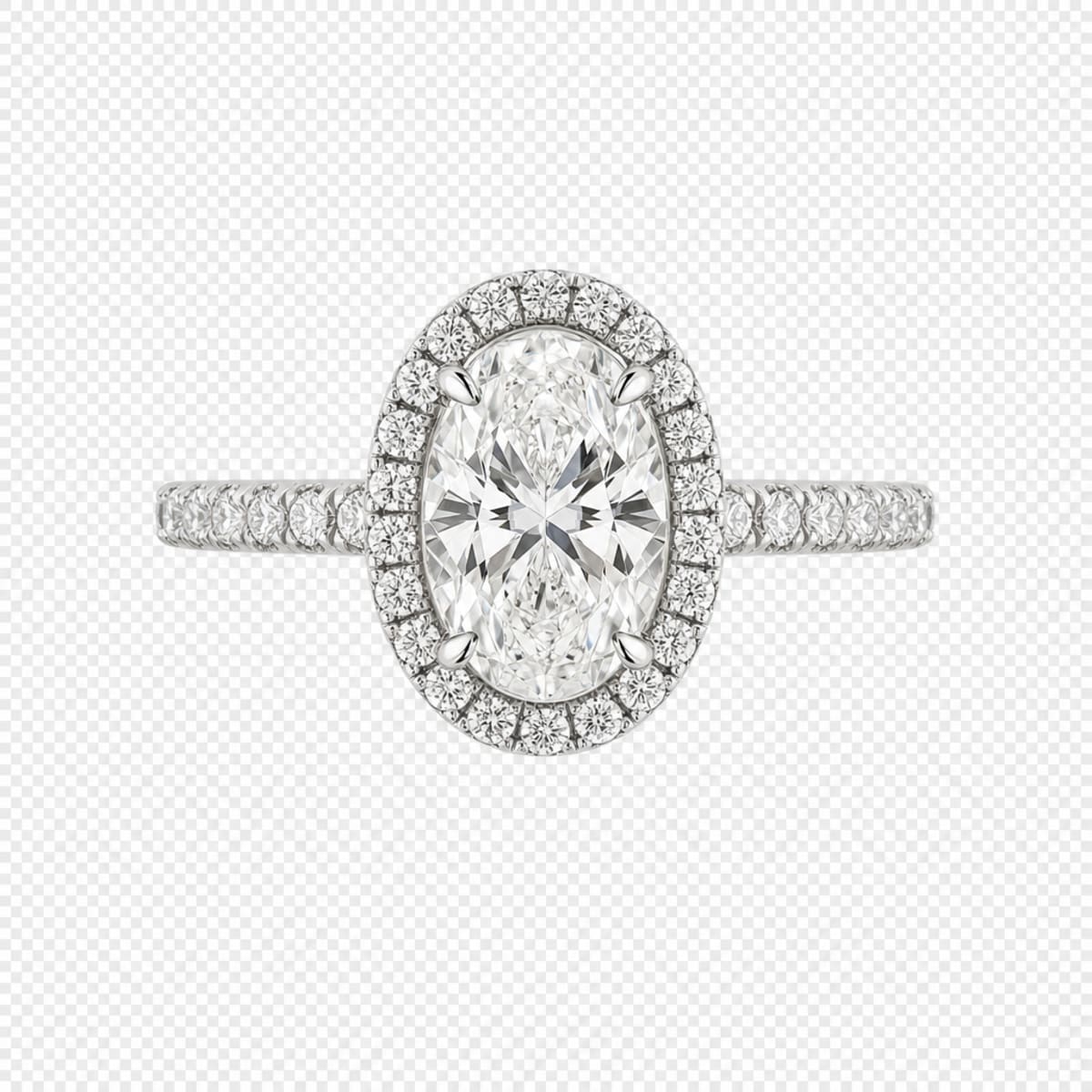 Platinum Halo Oval Cut Engagement Ring