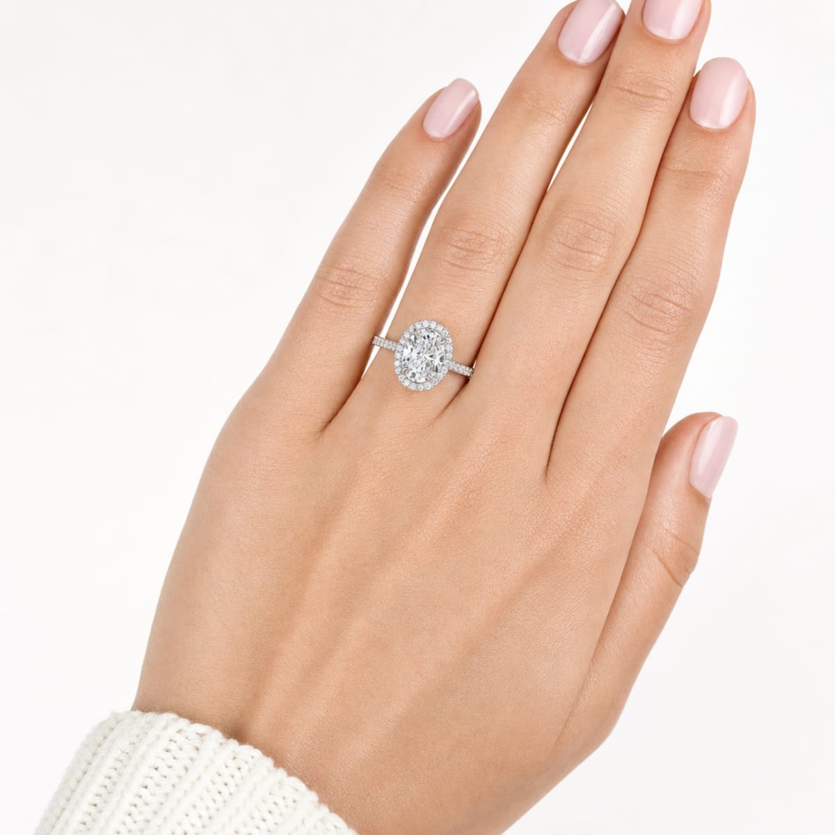 Platinum Halo Oval Cut — lifestyle detail