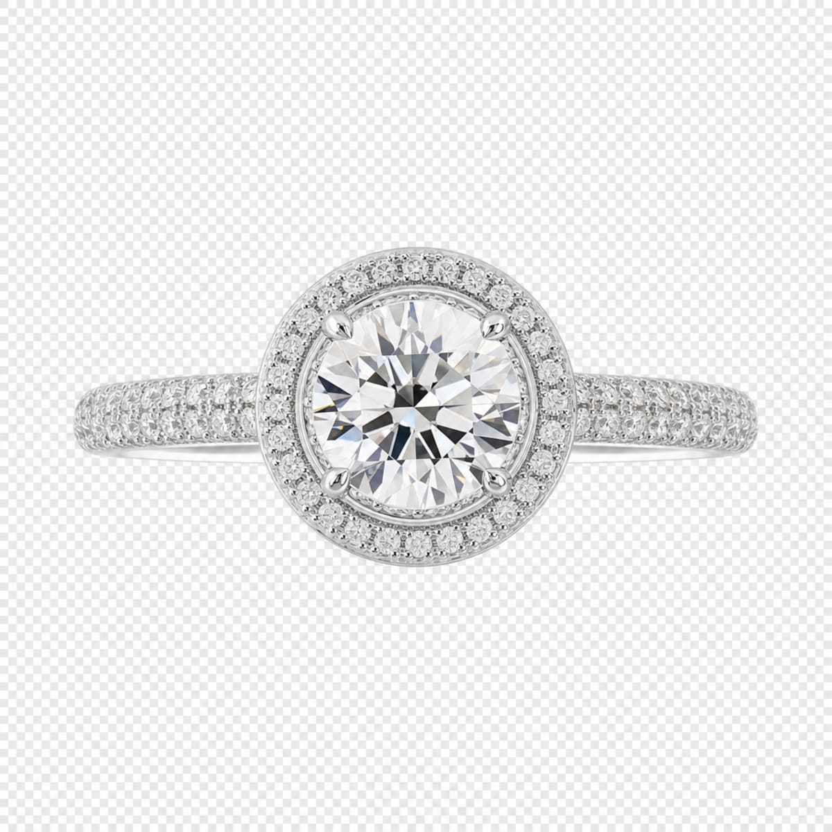Platinum Pavé Round Brilliant Engagement Ring