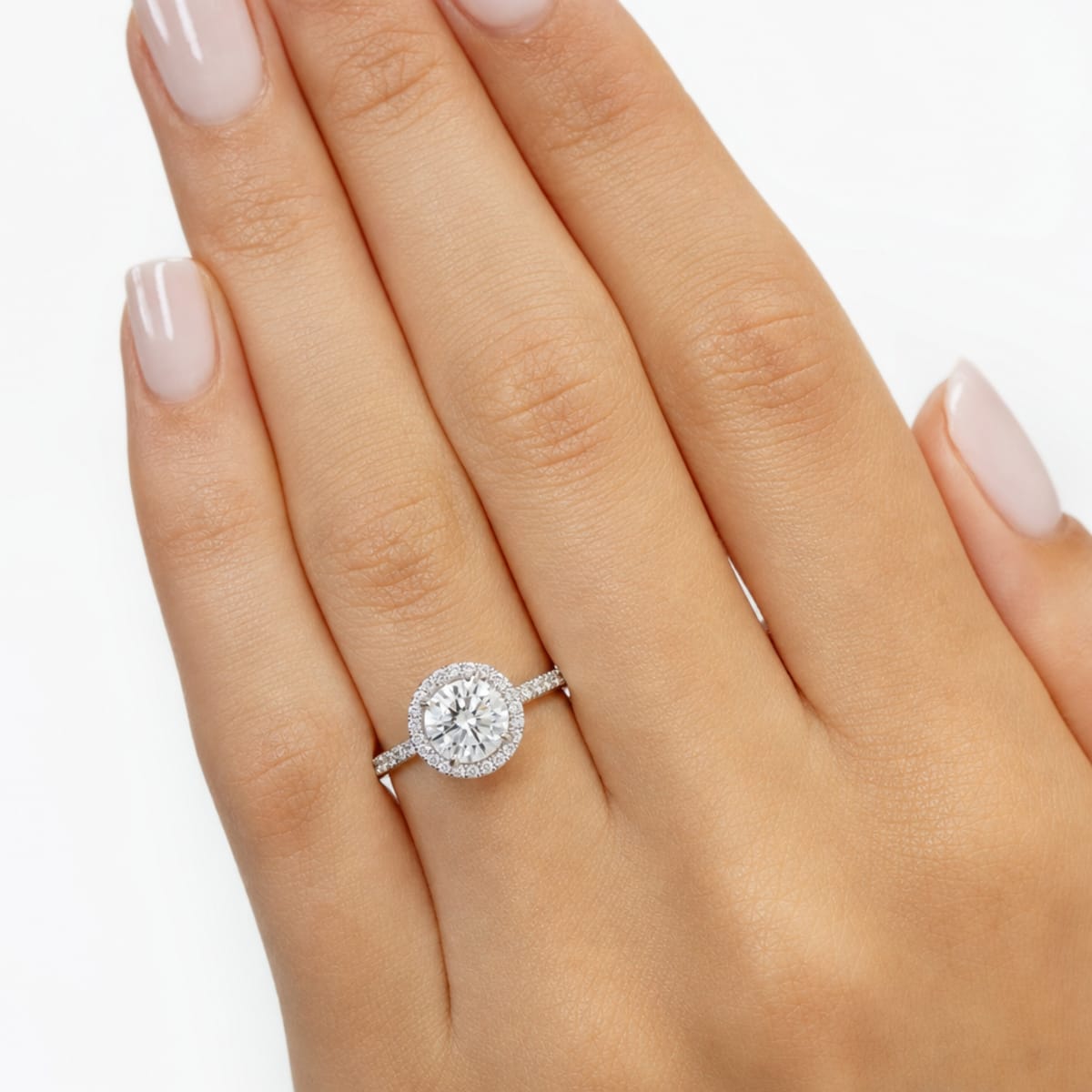 Platinum Pavé Round Brilliant — lifestyle detail