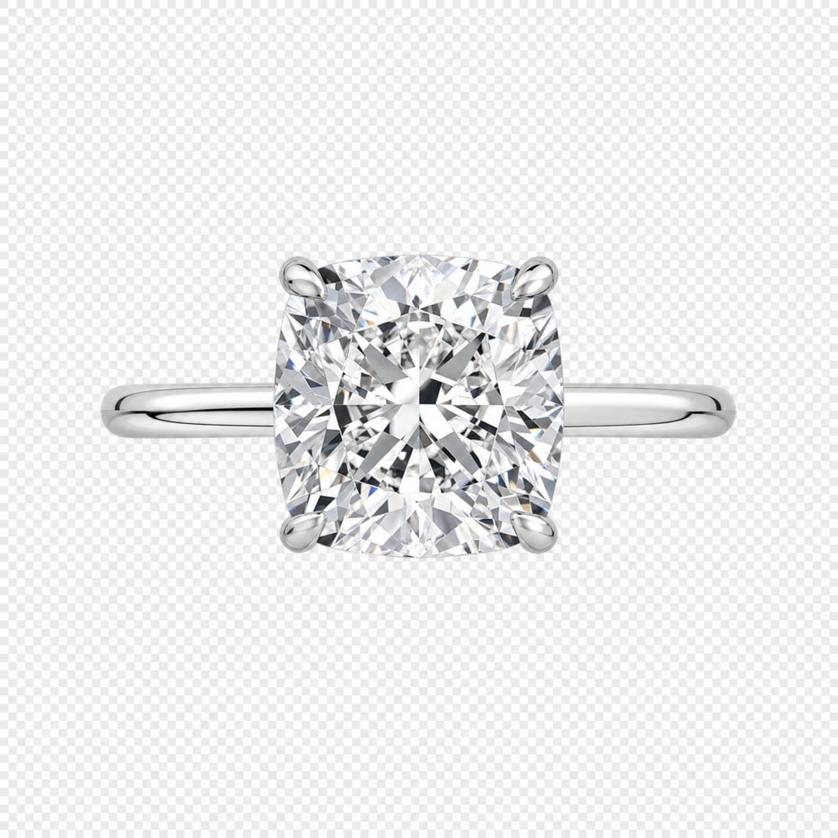 Platinum Solitaire Cushion Cut Engagement Ring