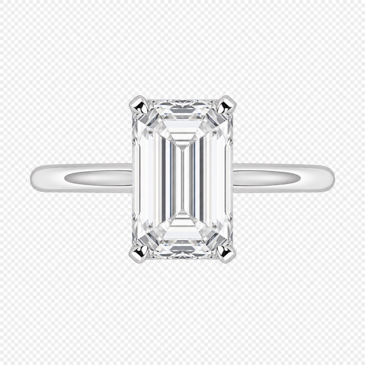 Platinum Solitaire Emerald Cut Engagement Ring