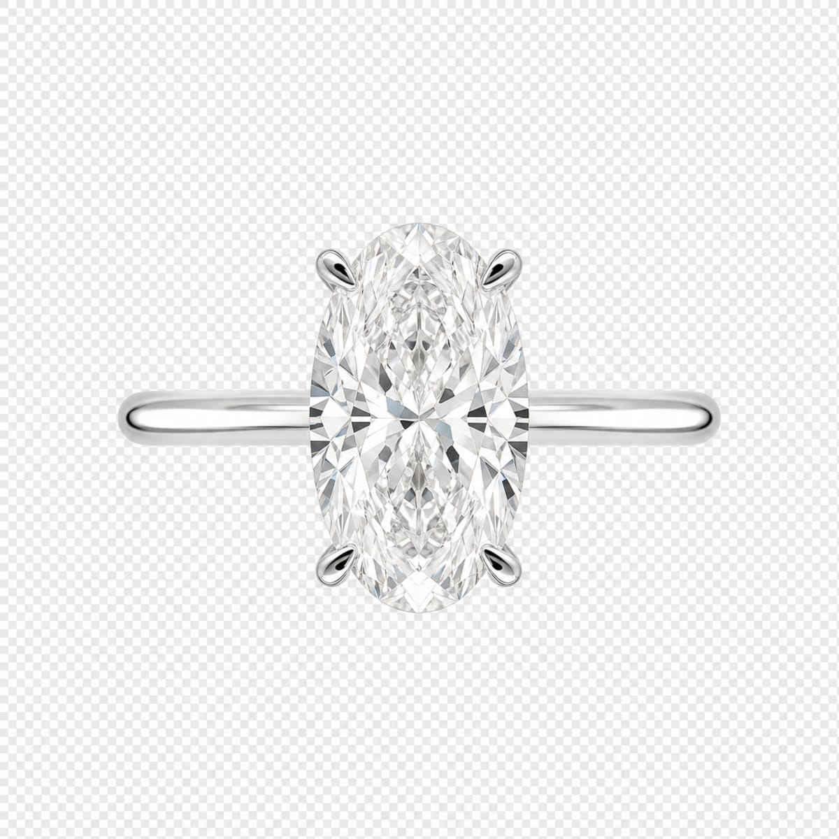 Platinum Solitaire Oval Cut Engagement Ring