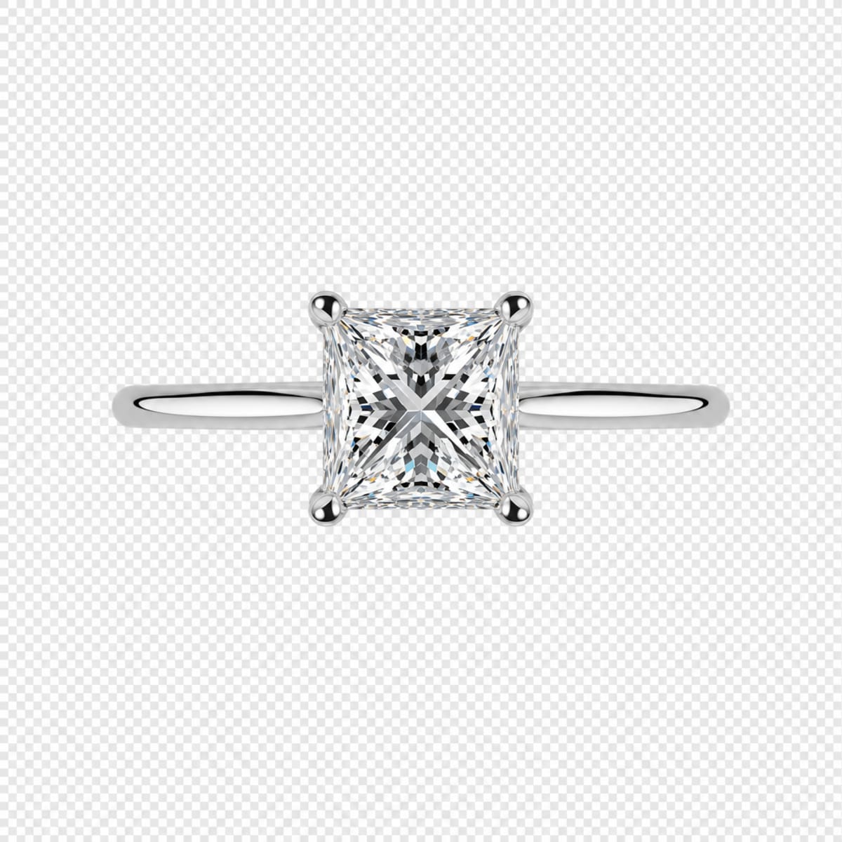 Platinum Solitaire Princess Cut Engagement Ring