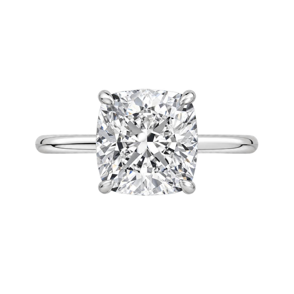 Platinum Solitaire Cushion Cut Engagement Ring