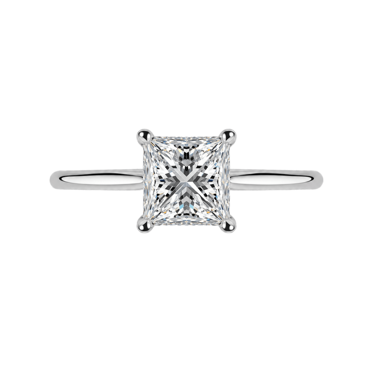 Platinum Solitaire Princess Cut Engagement Ring