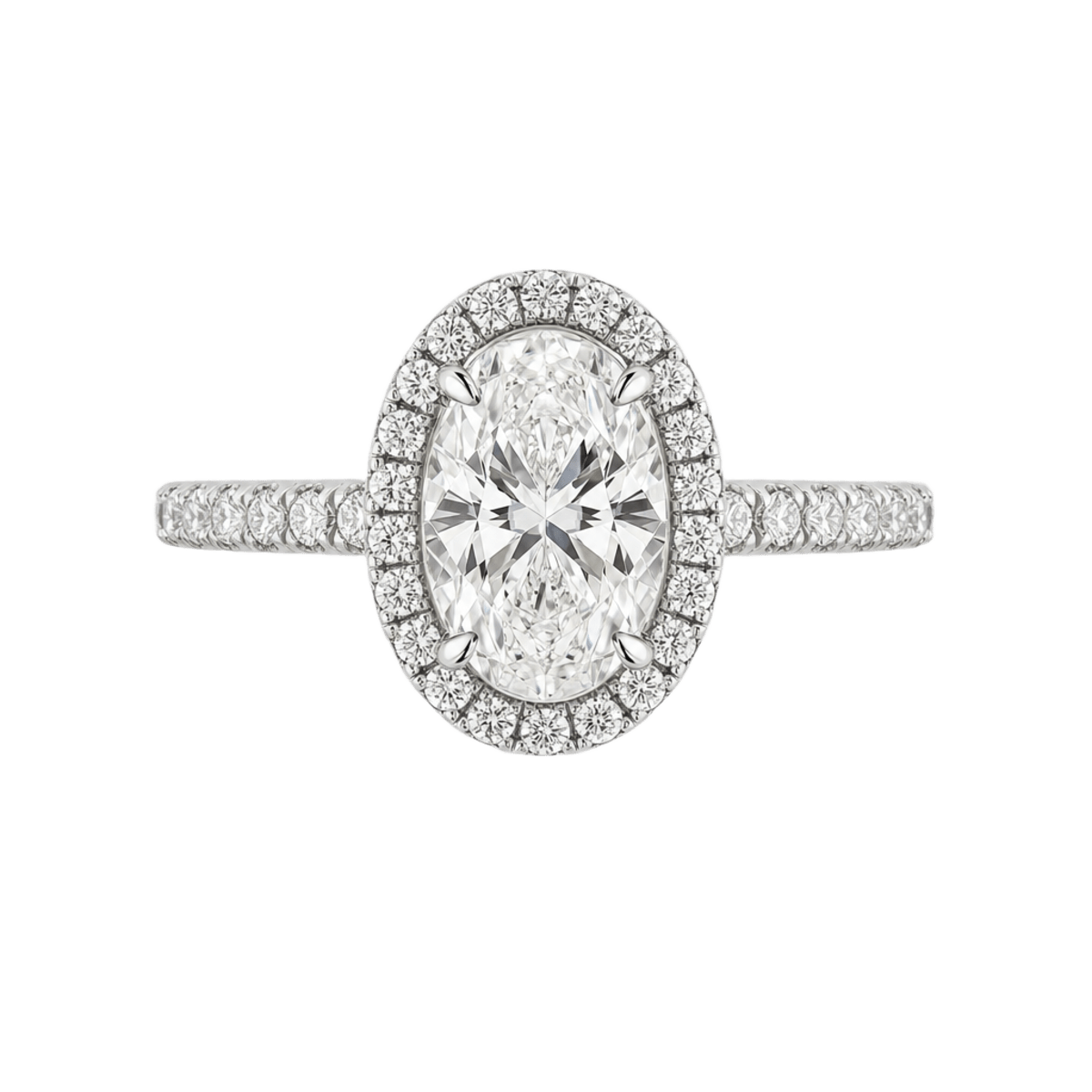 Platinum Halo Oval Cut Engagement Ring