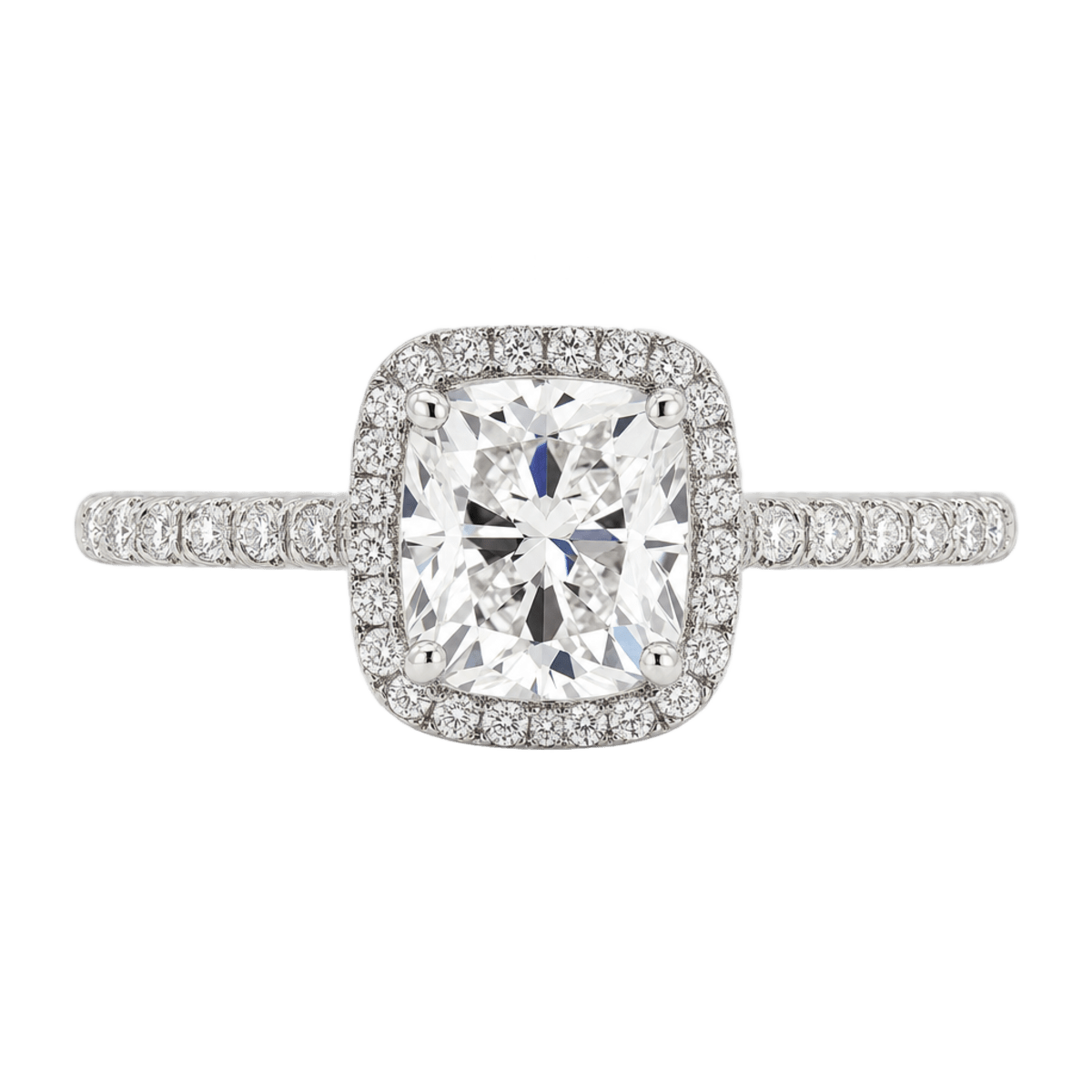 Platinum Halo Cushion Cut Engagement Ring