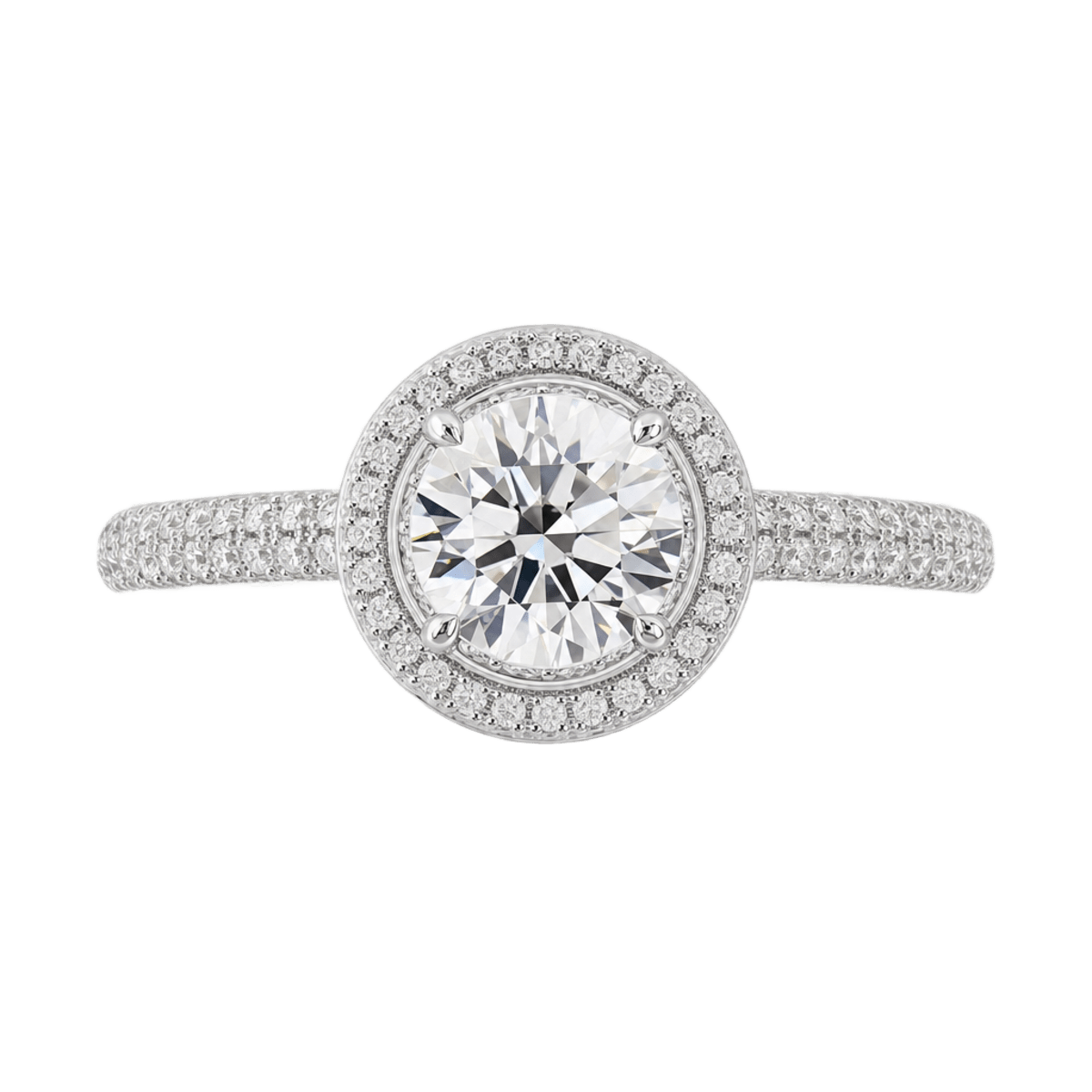 Platinum Pavé Round Brilliant Engagement Ring
