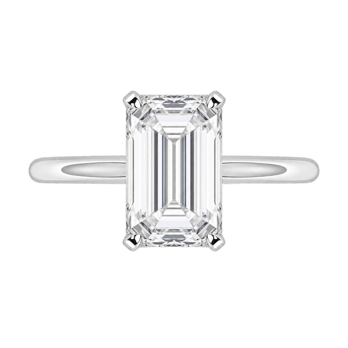 Platinum Solitaire Emerald Cut Engagement Ring