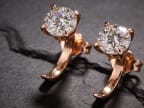 Soleil Rosé Studs — dark editorial stone shot