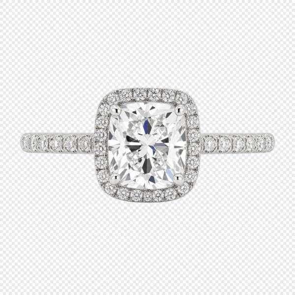 Platinum Halo Cushion Cut Engagement Ring