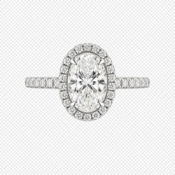 Platinum Halo Oval Cut Engagement Ring