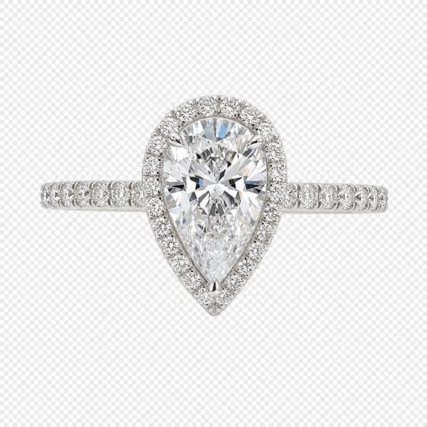 Platinum Halo Pear Shaped Engagement Ring