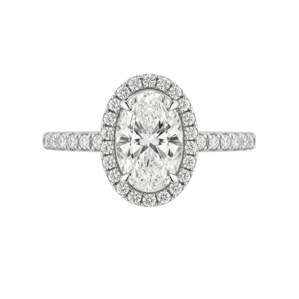 Platinum Halo Oval Cut Engagement Ring