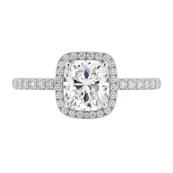Platinum Halo Cushion Cut Engagement Ring