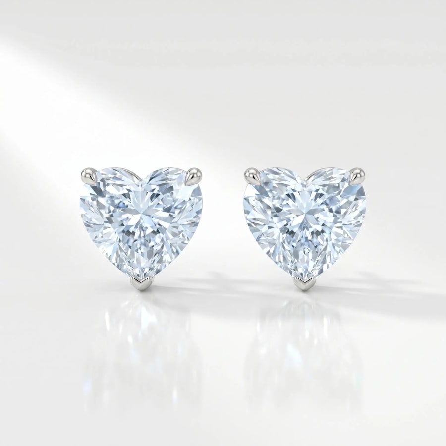 Cœur Lumière Studs — heart-cut lab diamond stud earrings in 18kt white gold