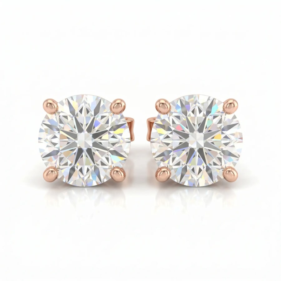 Soleil Rosé Studs — round brilliant lab diamond earrings in 18kt rose gold