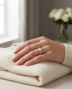 Heart Shape Diamond Solitaire Ring — worn on hand