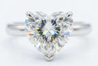 Heart Shape Diamond Solitaire Ring — macro close-up of heart facets