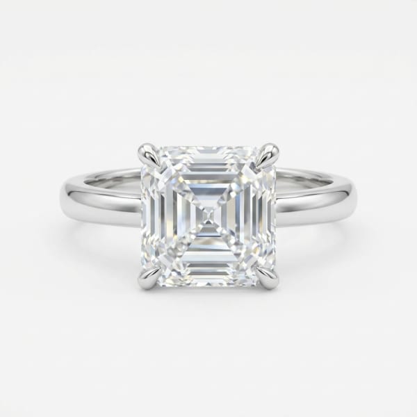 4 Prong Asscher Cut Solitaire Diamond Ring in 18K white gold