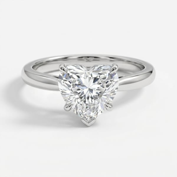 Heart Shape Diamond Solitaire Ring in 18K white gold