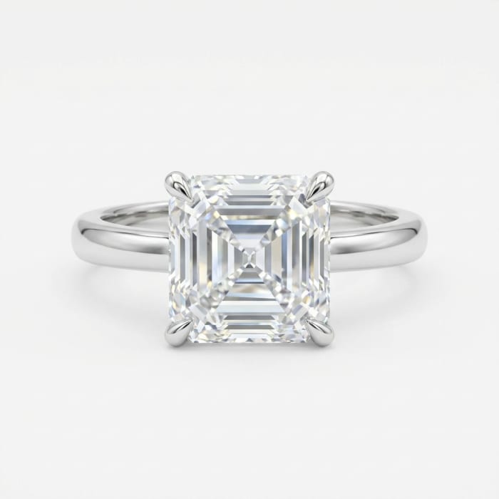 Asscher Cut Solitaire Ring — studio shot on white