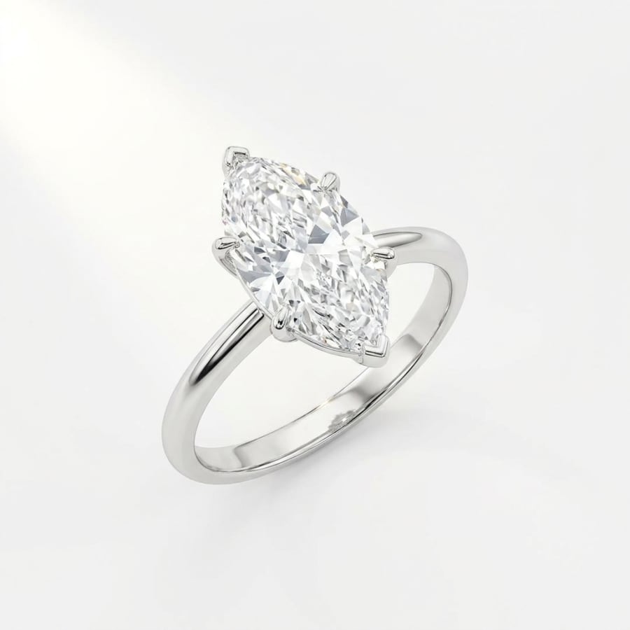 Marquise Cut Solitaire Diamond Ring in 18K white gold