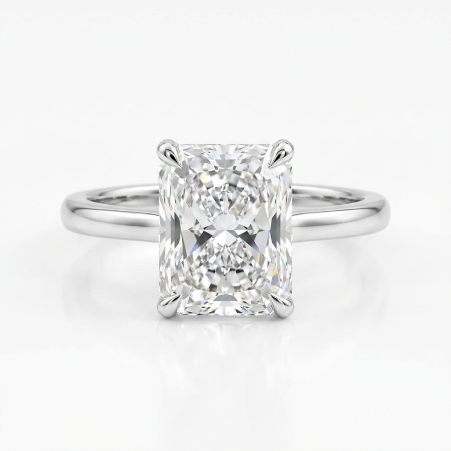 Radiant Cut Diamond Solitaire Ring in 18K white gold