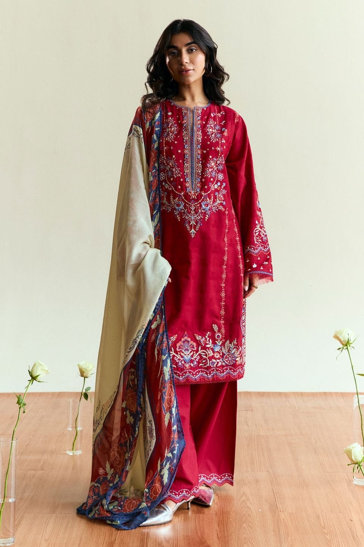 Red Embroidered Elegance