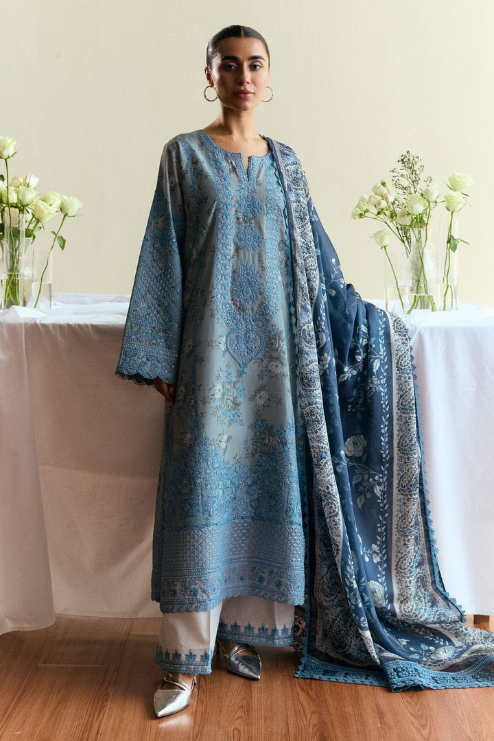 Blue Embroidered Elegance