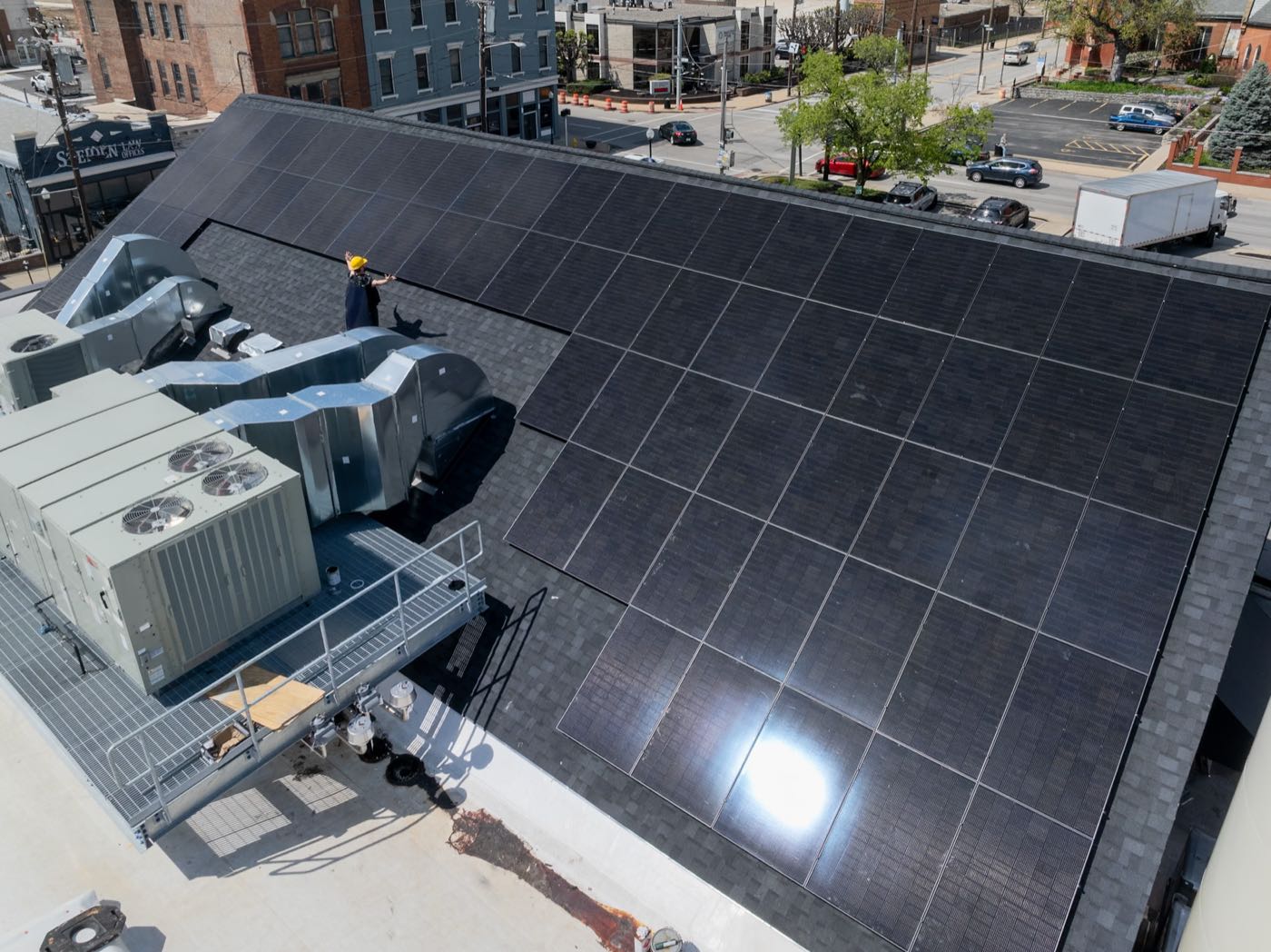 Commercial solar installation on large rooftop