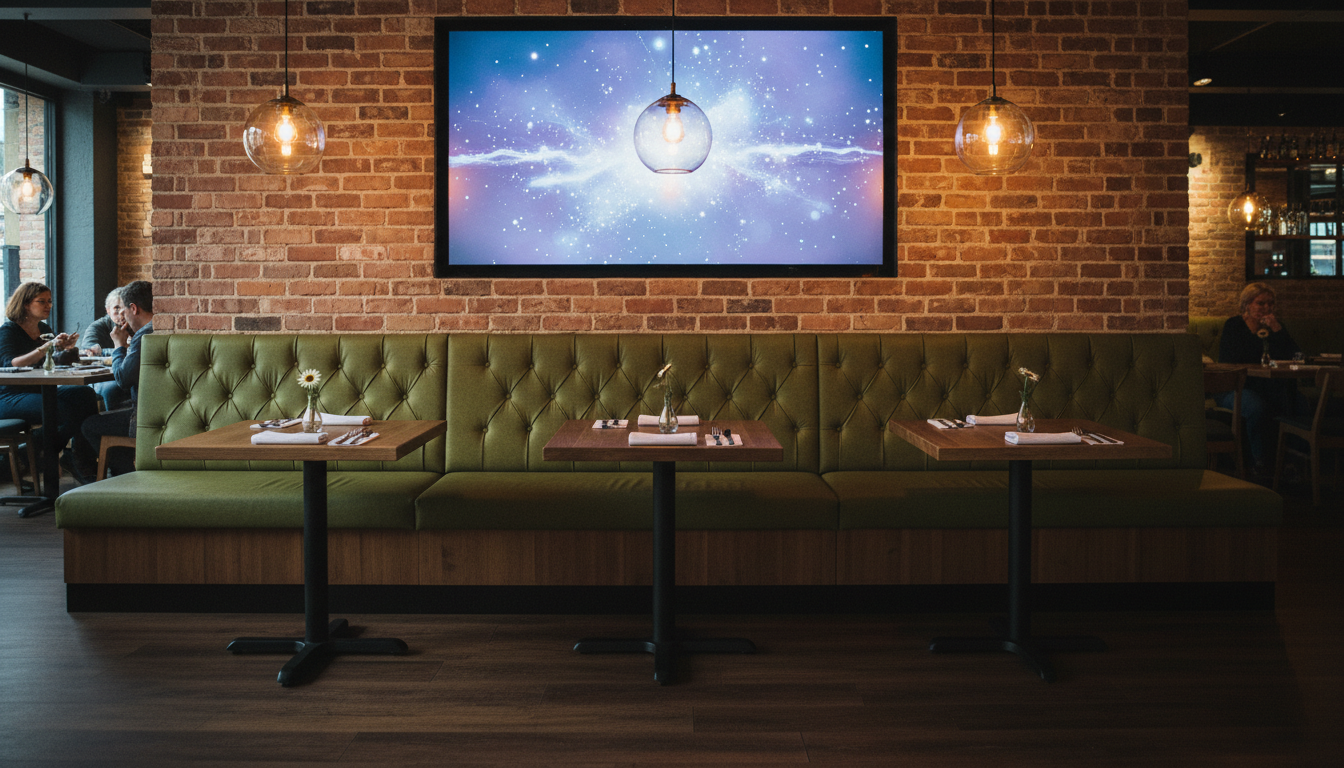 Restaurant wall with digital screen